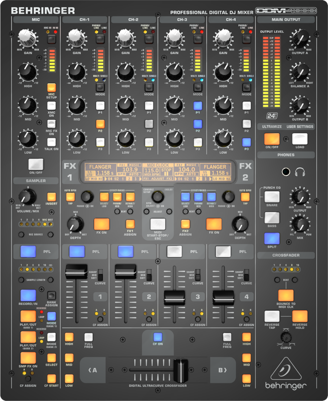 Фото Цифровой микшерный пульт с сэмплером Behringer DDM 4000 DIGITAL PRO MIXER