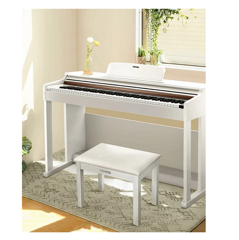 Фото Портативное цифровое пианино со стойкой и педальным блоком Donner DEP-20 White + Stand