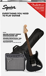 Электрогитара в комплекте FENDER SQUIER Affinity 2021 Stratocaster HSS Pack LRL Charcoal Frost Metallic